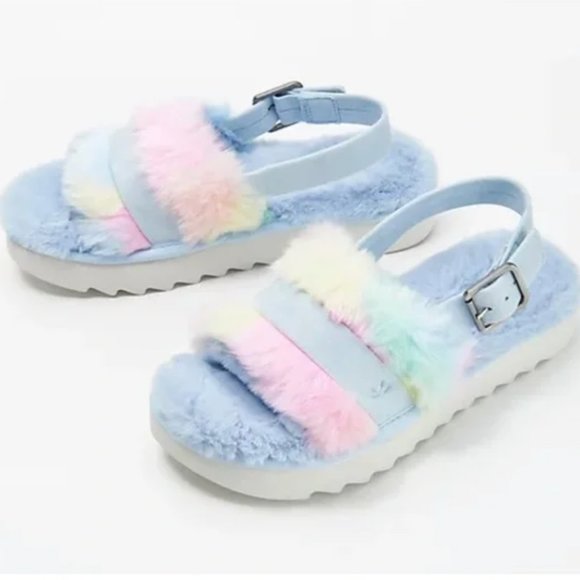 Koolaburra Shoes - NWT Koolaburra by UGG Adj Slide Sandal Fuzz'd Out Pastel